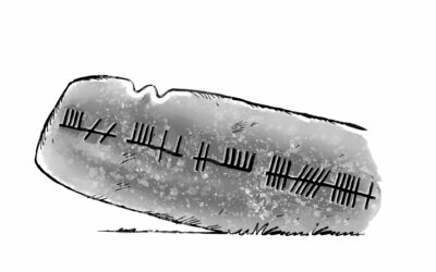 Ogham, illustration of ogham stone from Cloch na Gréine